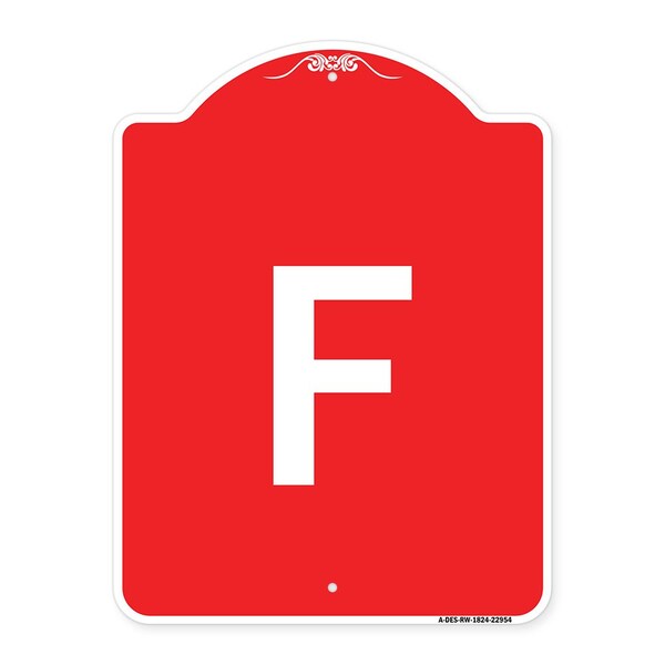 Designer Series Sign-Sign W/ Letter F, Red & White Aluminum Sign, 18" x 24", RW-1824-22954